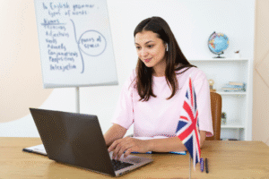 a girl working on the laptop
