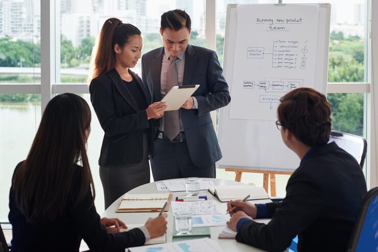 Accountant analysing financial figures and charts