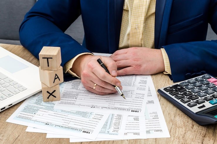 tax time male hands filling